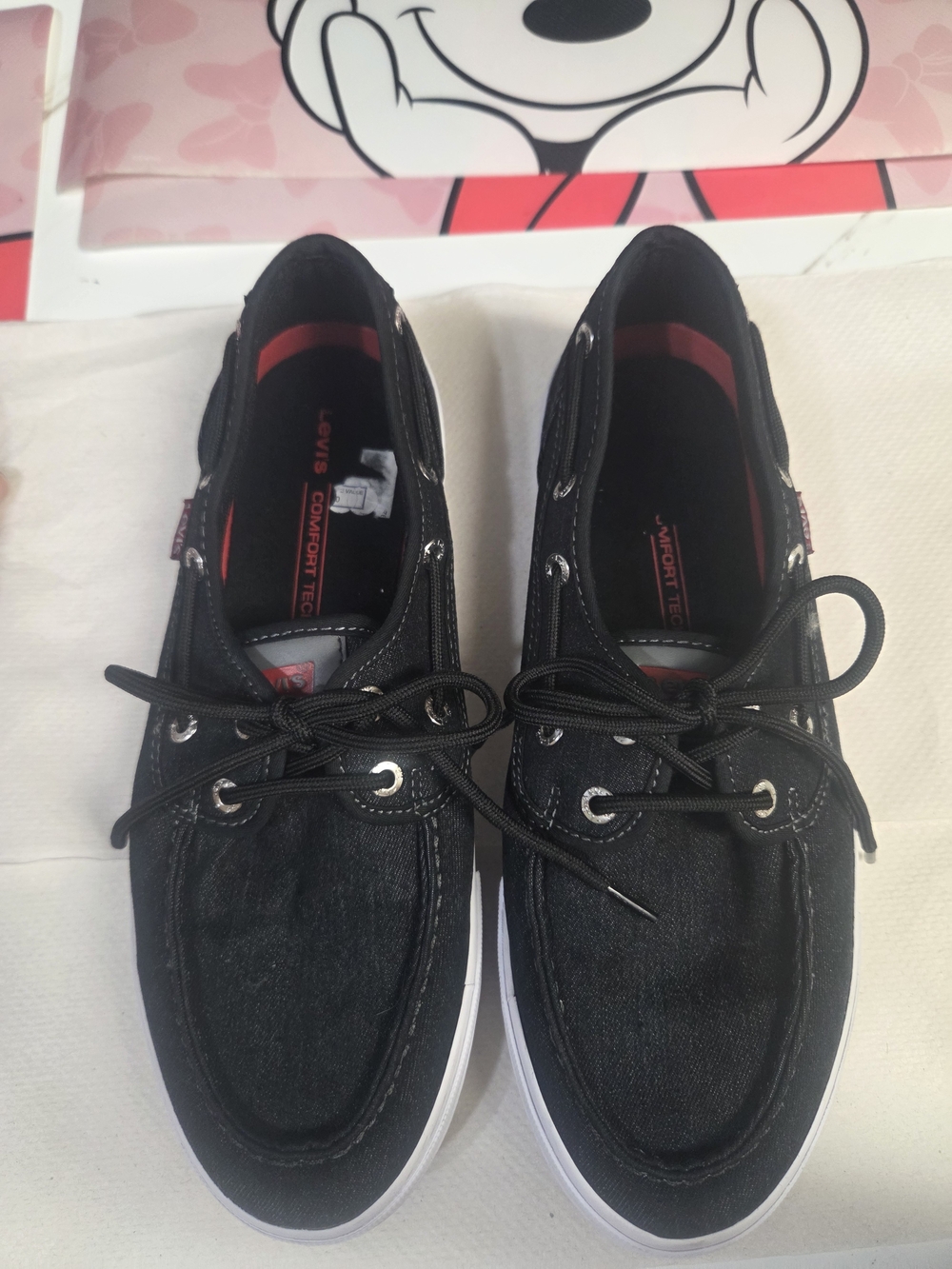 Levi's Comfort Tech Black Boat Shoes Canvas Lace-Up Men's Size 8 EU 41